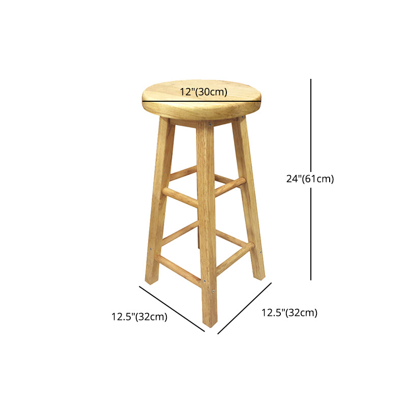 Taburete de bar moderno sin brazos y sin respaldo, taburete de bar de madera para tienda de té con leche y asiento de madera