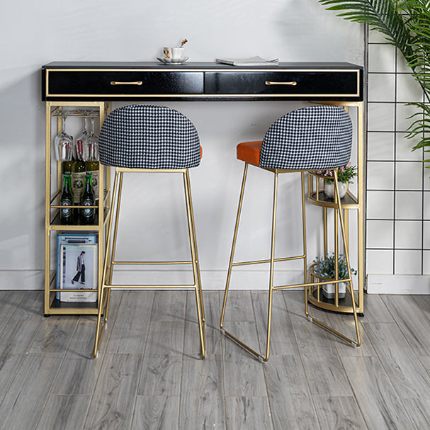 Marble Bar Table with Rectangle Table Top Double Pedestal Table - 41.3" H