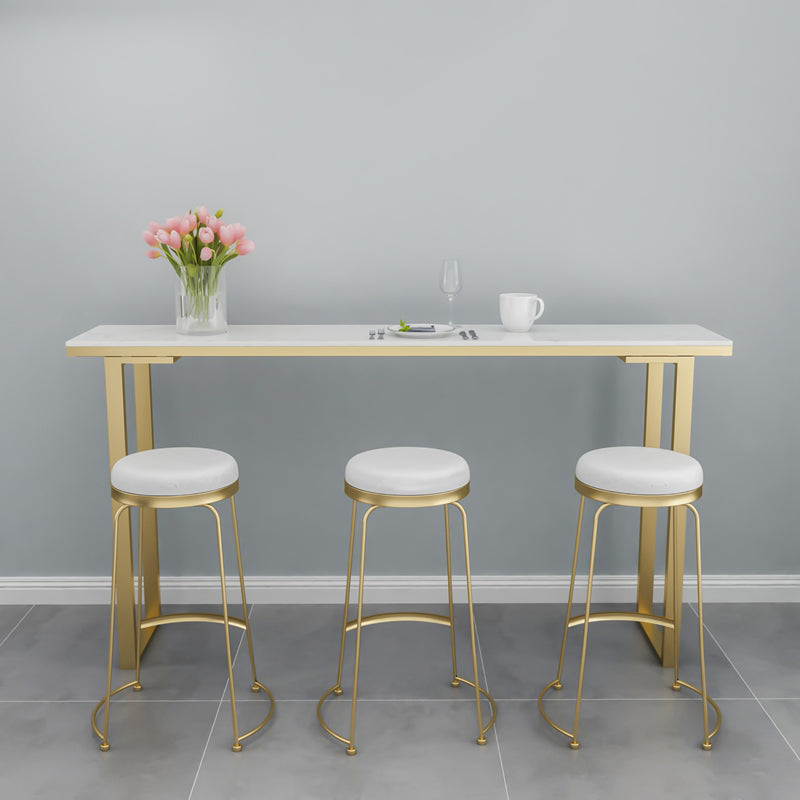Glam Marble Bar Wine Table with Rectangle Table Top Sled Table - 41.3" H, Only Table
