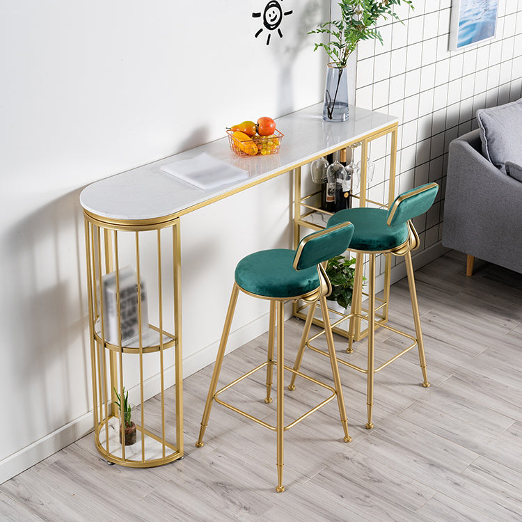 White and Black Glam Style Table in Faux Marble and Metal Coffe Shop Bar Table