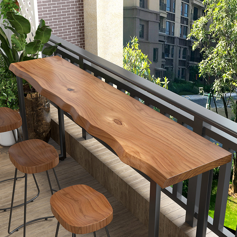 Brown Modern Style Specialty Table Solid Wood and Iron Bar Table for Restaurant