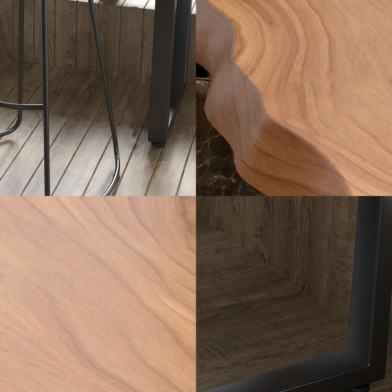 Brown Modern Style Specialty Table Solid Wood and Iron Bar Table for Restaurant