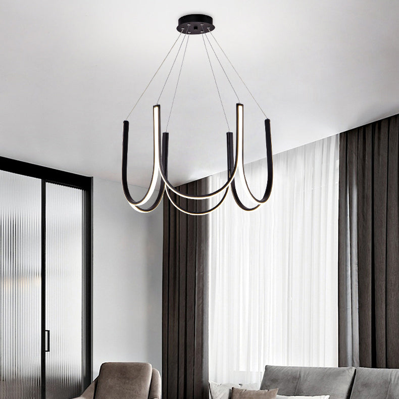 Lámpara de lámpara de metal de forma de U iluminación de lámparas LED modernas para sala de estar