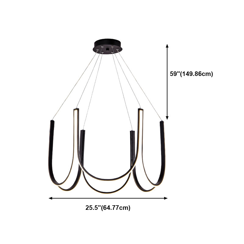 Lámpara de lámpara de metal de forma de U iluminación de lámparas LED modernas para sala de estar