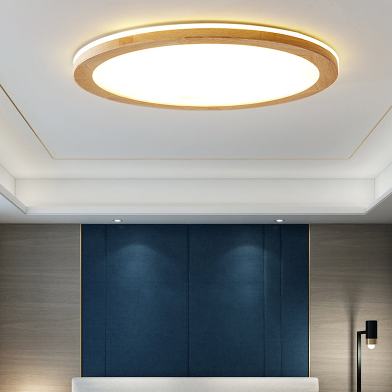 Legno Rotondo Flush Light Light Modern Single Light Flush Massimale Light Fixtures in Brown