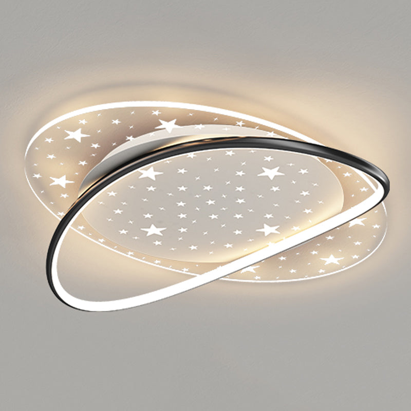Oval Shape LED Ceiling Lamp Modern Iron 2-Light Flush Mount for Living Room