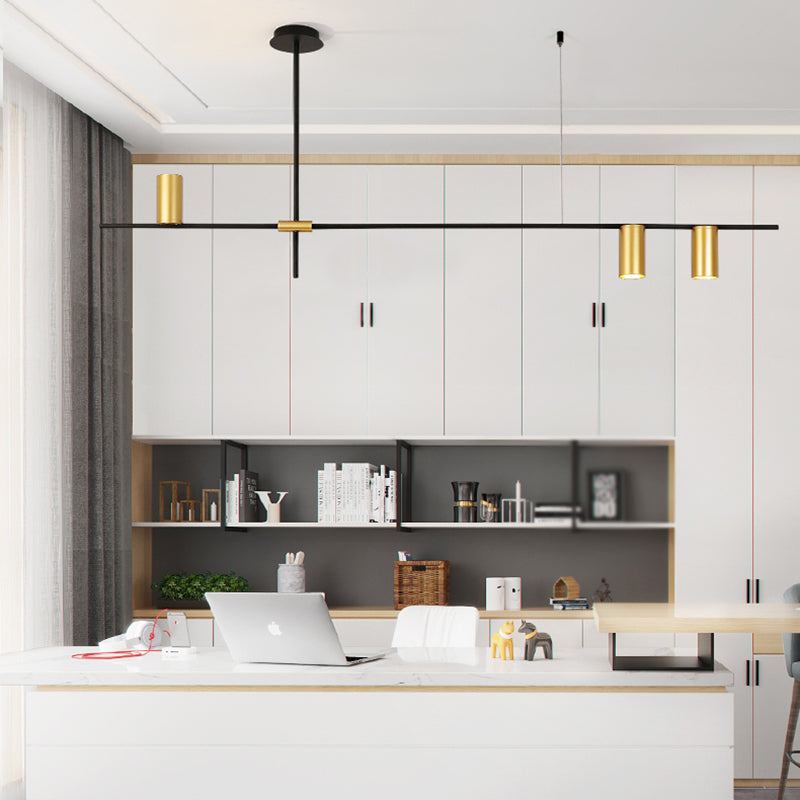 Ideas de iluminación de isla de cilindro de estilo contemporáneo luces colgantes de isla metálica