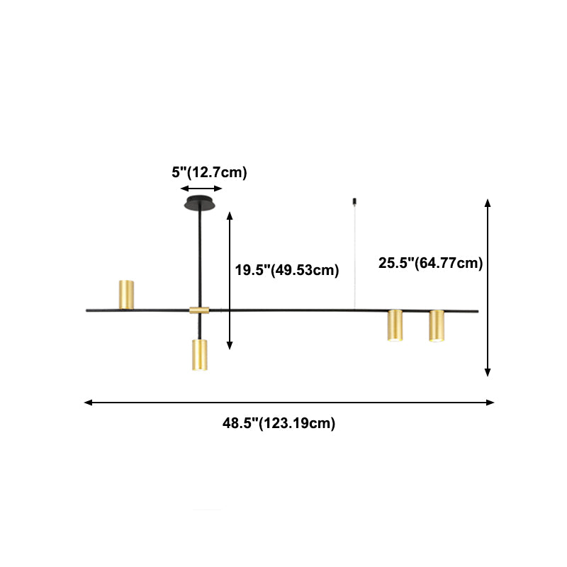 Ideas de iluminación de isla de cilindro de estilo contemporáneo luces colgantes de isla metálica