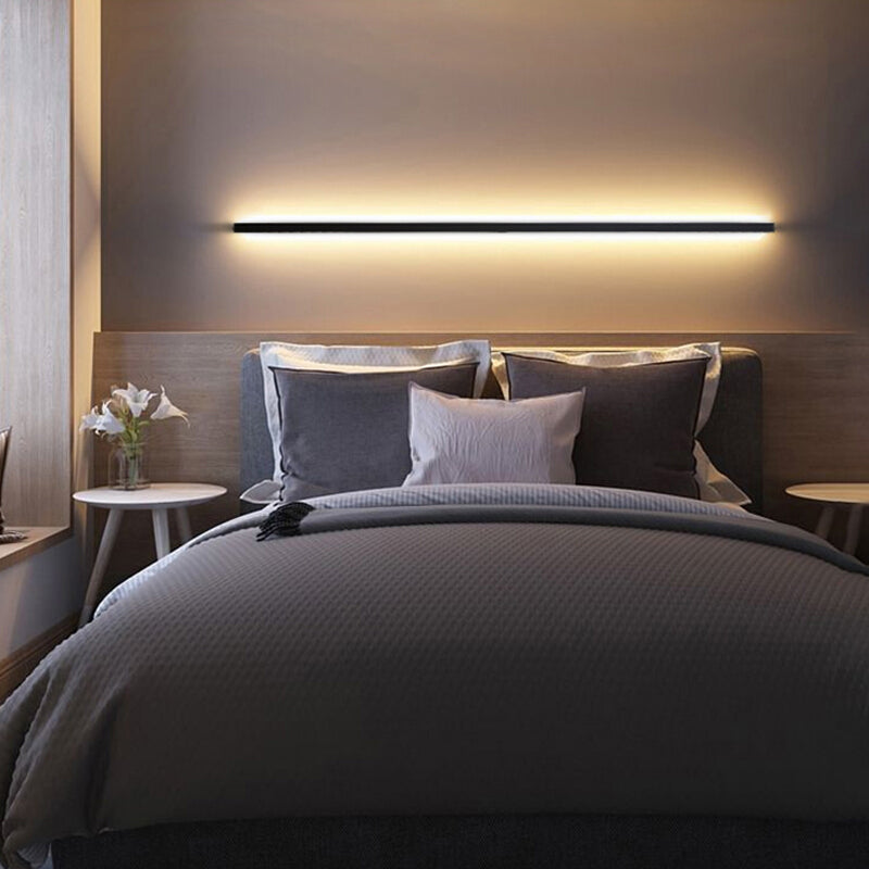 Linearer Schatten Metall Wandleuchte moderne Stil 1 Lichtwandhalterung Beleuchtung in Schwarz