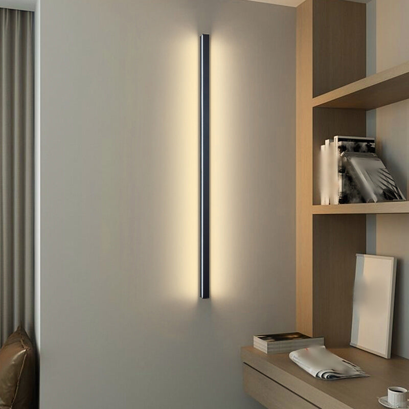 Linearer Schatten Metall Wandleuchte moderne Stil 1 Lichtwandhalterung Beleuchtung in Schwarz
