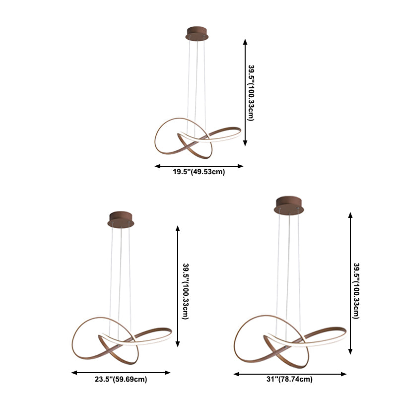 1 Light Twisted Pendant Chandelier Modern Style Metal Hanging Lamps