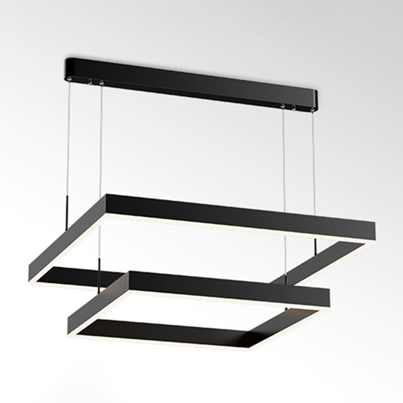 Geometry Shape Hanging Lamp Fixture Modern Style Pendant Lamp in Black for Living Room