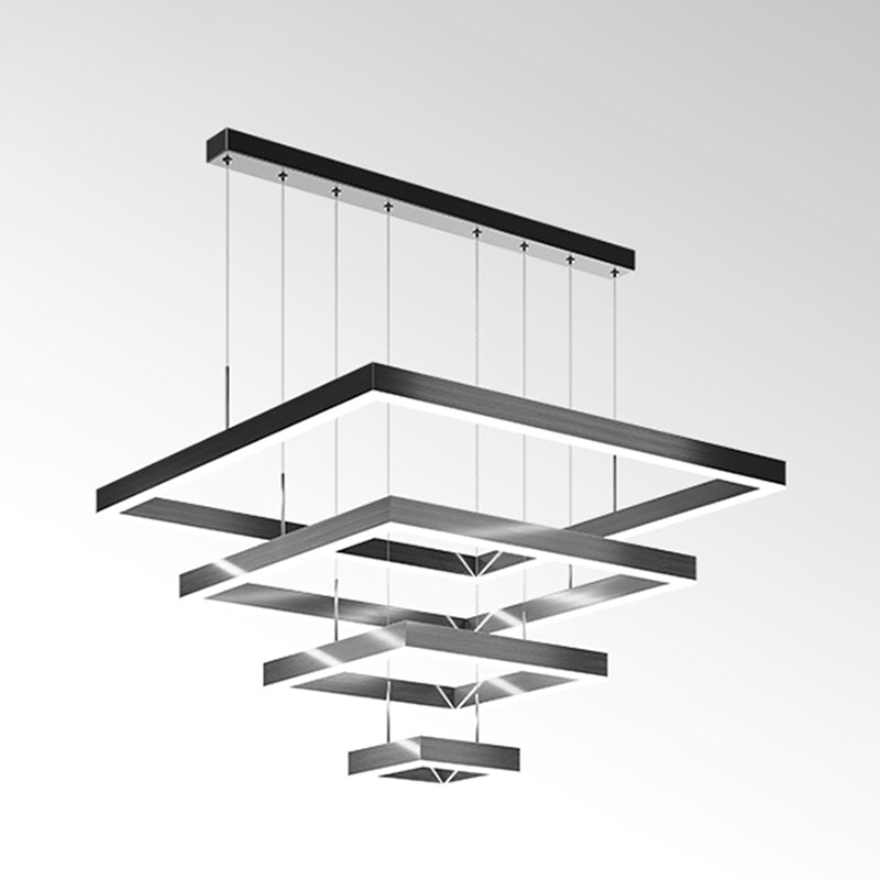 Geometry Shape Hanging Lamp Fixture Modern Style Pendant Lamp in Black for Living Room