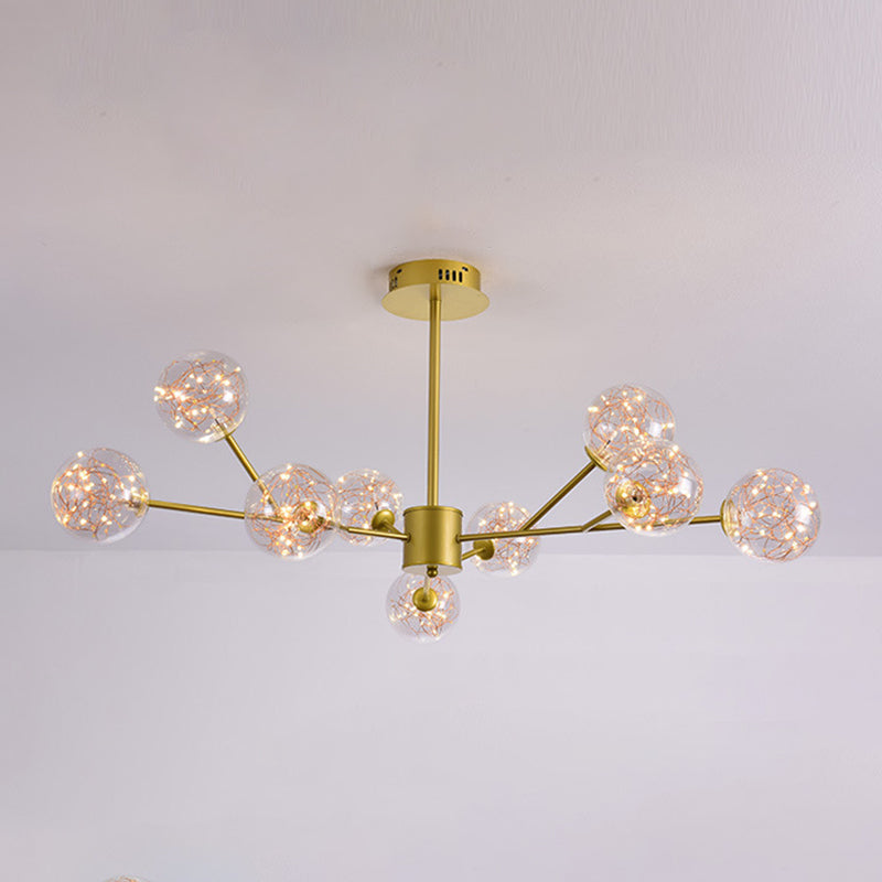 Contemporary Sphere Chandelier Lights Glass Pendant Light in Gold