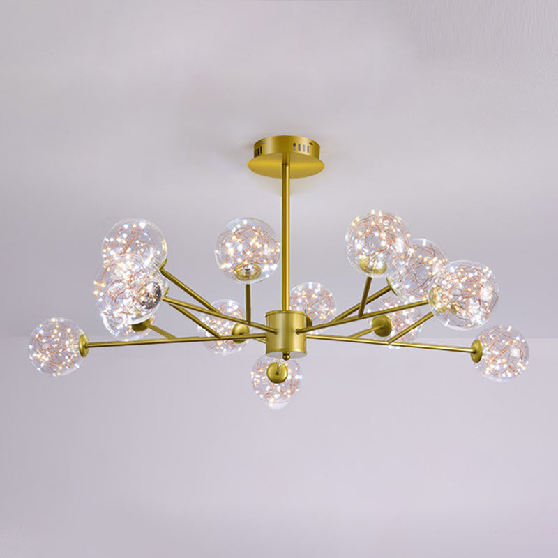 Contemporary Sphere Chandelier Lights Glass Pendant Light in Gold