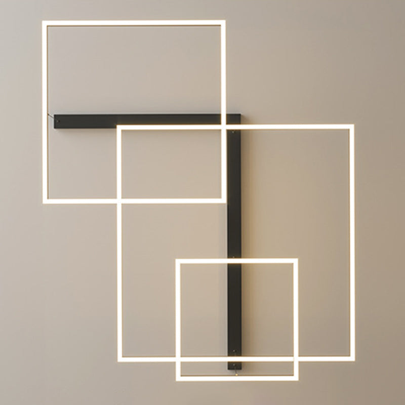 Multi Lights Square Pendant Chandelier Modern Style Glass Hanging Lamps in Black