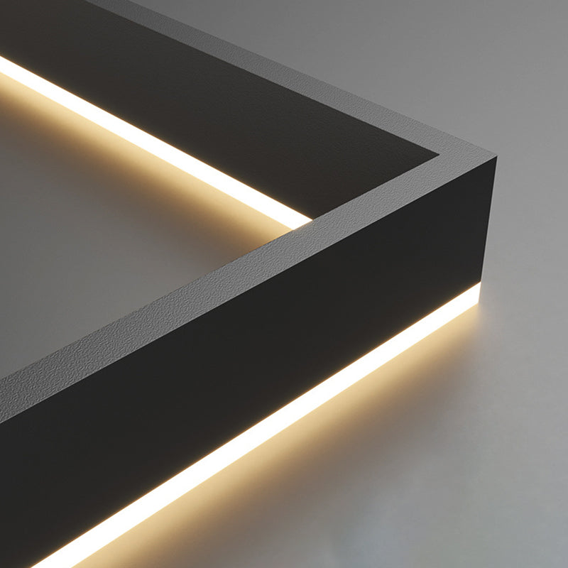 Multi Lights Square Pendant Chandelier Modern Style Glass Hanging Lamps in Black