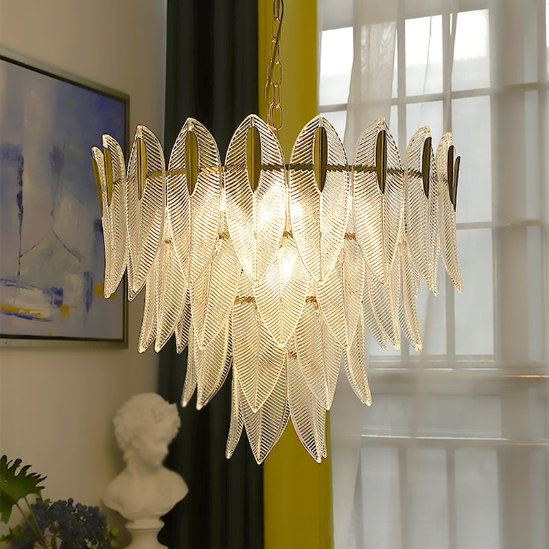 Contemporary Style Unique Shape Pendant Lights Glass Chandelier Lights in Gold