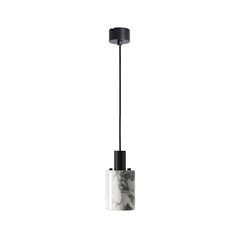 1 Light Marble Pendant Light Modern Cylinder Hanging Lamp for Living Room