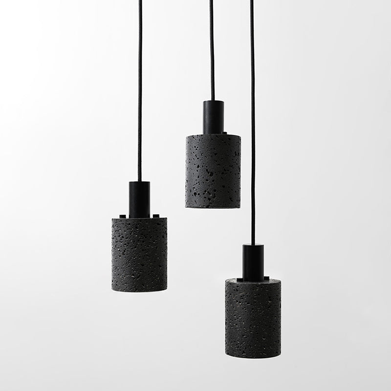 1 Light Marble Pendant Light Modern Cylinder Hanging Lamp for Living Room