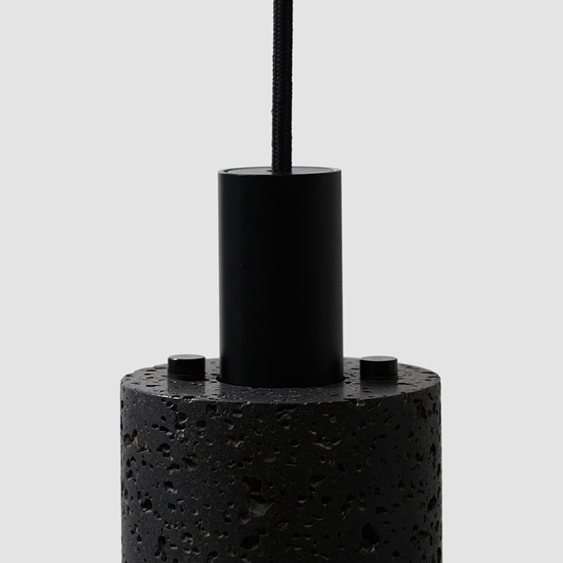 1 Light Marble Pendant Light Modern Cylinder Hanging Lamp for Living Room