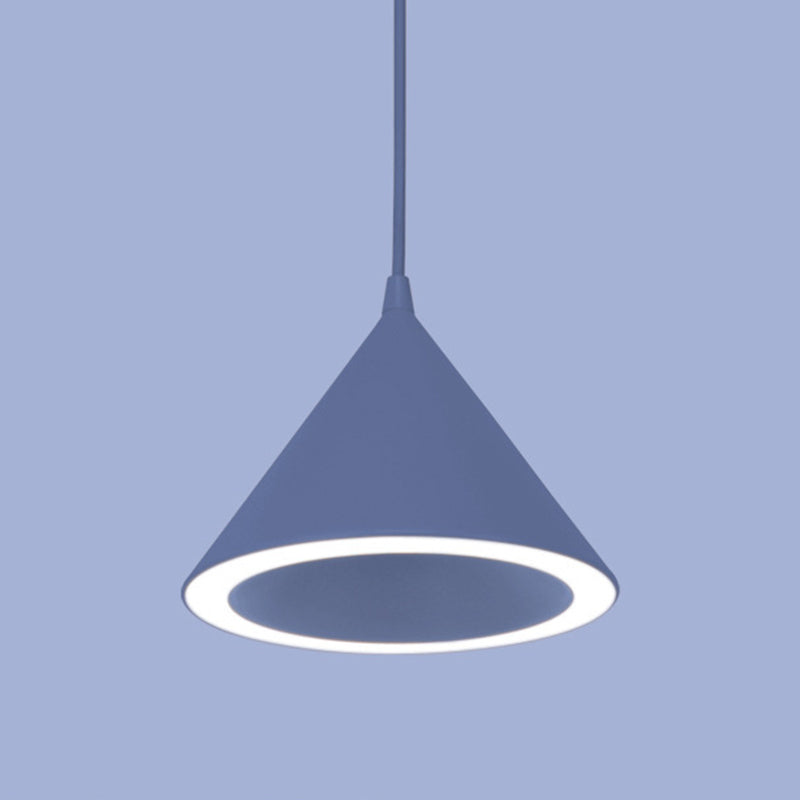 1 cône lumineux suspension pendante moderne de style macaron metal éclairage suspendu pour le restaurant
