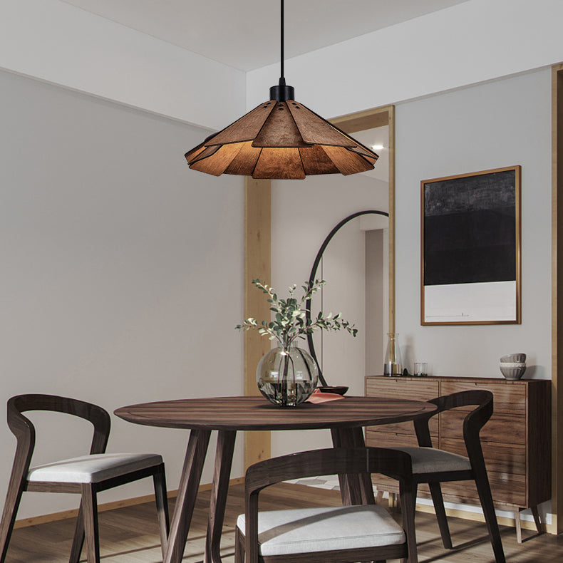 Nordic Wood Hanging Ceiling Light Modern Cone Suspension Lighting with 1 Light