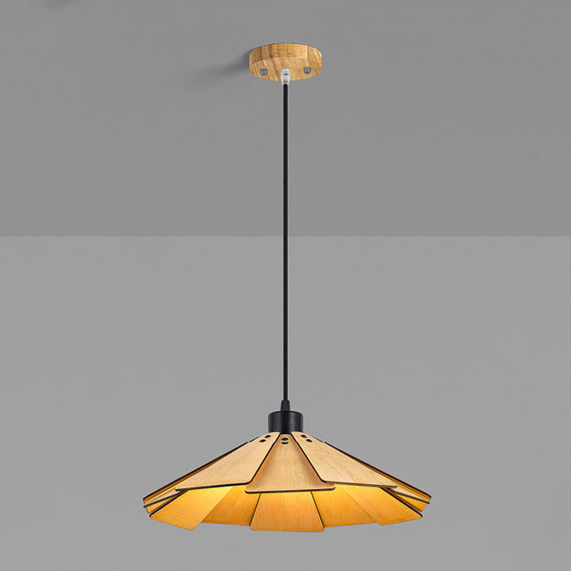 Nordic Wood Hanging Ceiling Light Modern Cone Suspension Lighting with 1 Light