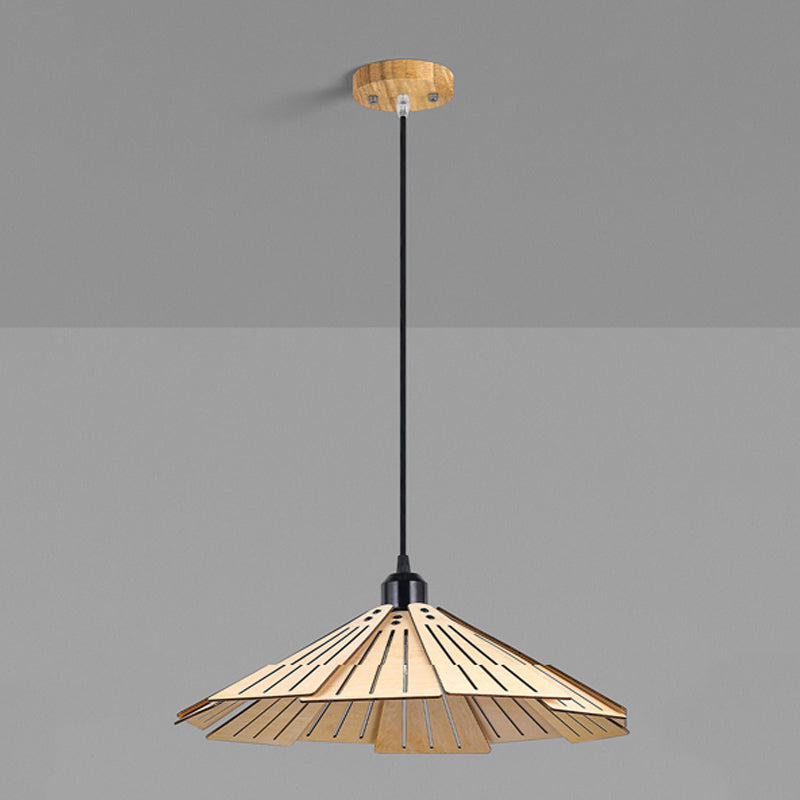 Nordic Wood Hanging Ceiling Light Modern Cone Suspension Lighting with 1 Light