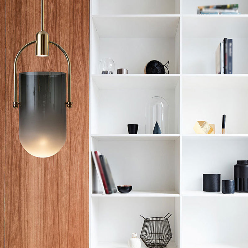 Multi Light Barrel Hanging Pendant Modern Style Glass Hanging Lighting for Living Room