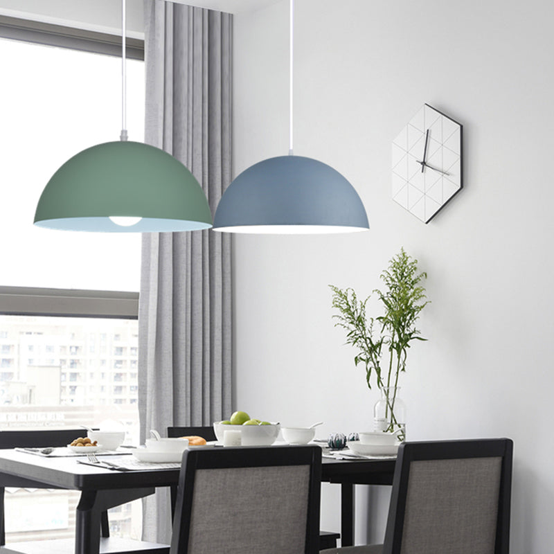 Metal Bowl Shade Hanging Lights Modern Macaron Style 1 Light Hanging Mount Fixture for Supermarket