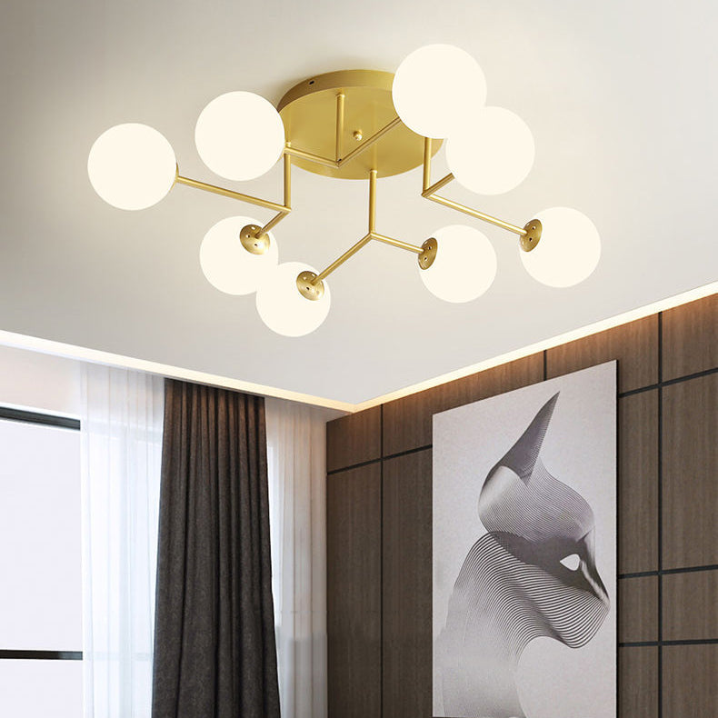 Sputnik Semi Flush Ceiling Light Modern Glass Living Room Semi Flush Mount