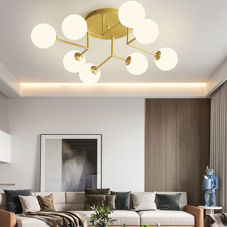 Sputnik Semi Flush Ceiling Light Modern Glass Living Room Semi Flush Mount