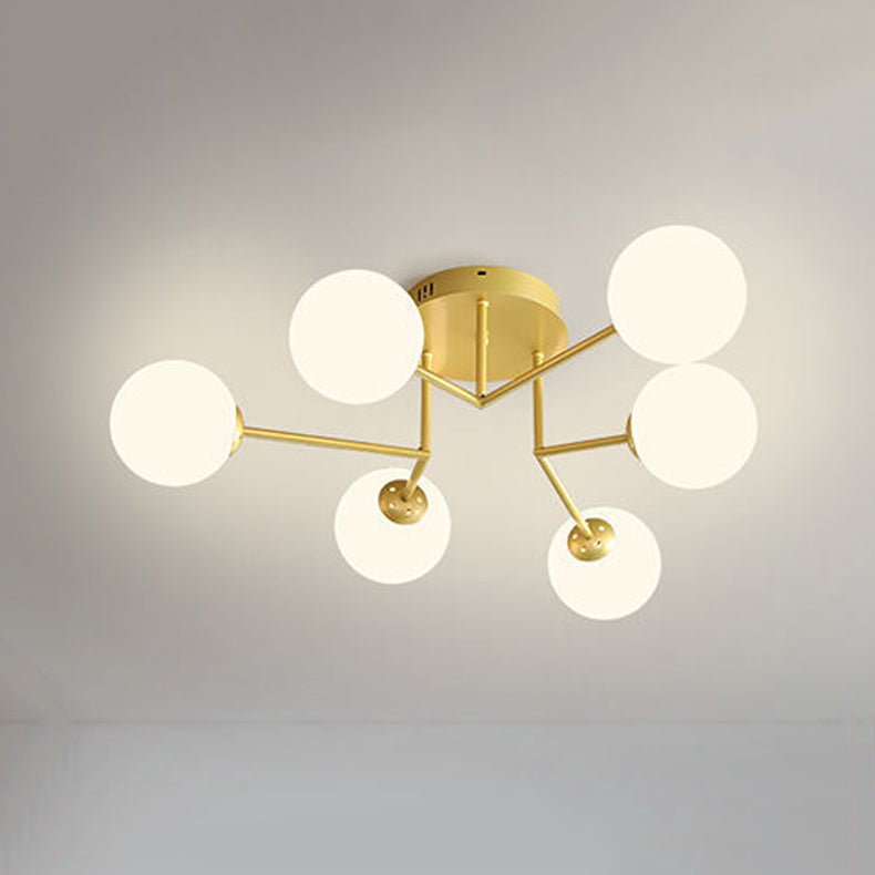 Sputnik Semi Flush Ceiling Light Modern Glass Living Room Semi Flush Mount