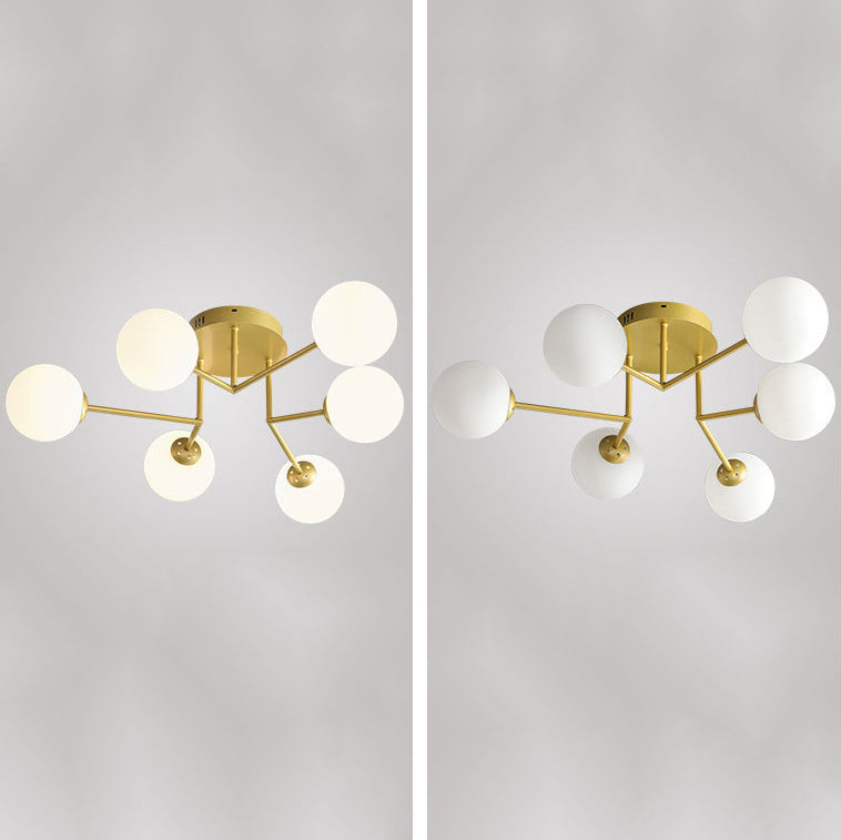 Sputnik Semi Flush Ceiling Light Modern Glass Living Room Semi Flush Mount