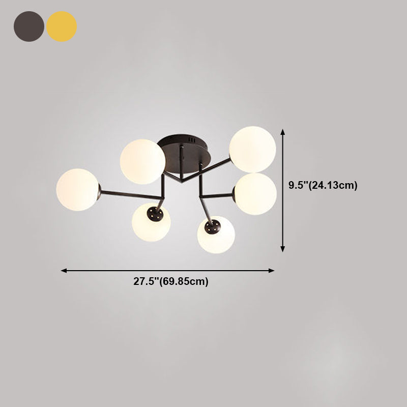 Sputnik Semi Flush Ceiling Light Modern Glass Living Room Semi Flush Mount
