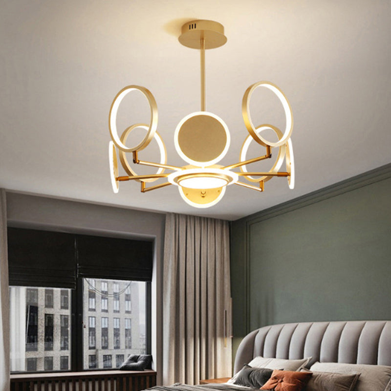 Metal Rings Ceiling Chandelier Minimalist Style LED Chandelier Light Fixture