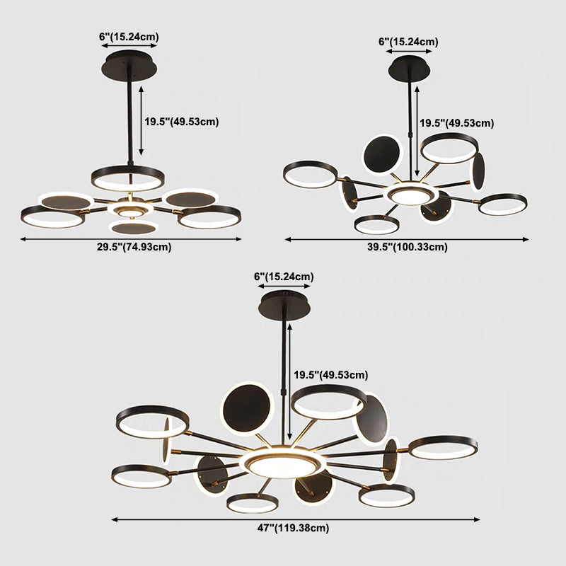Metal Rings Ceiling Chandelier Minimalist Style LED Chandelier Light Fixture