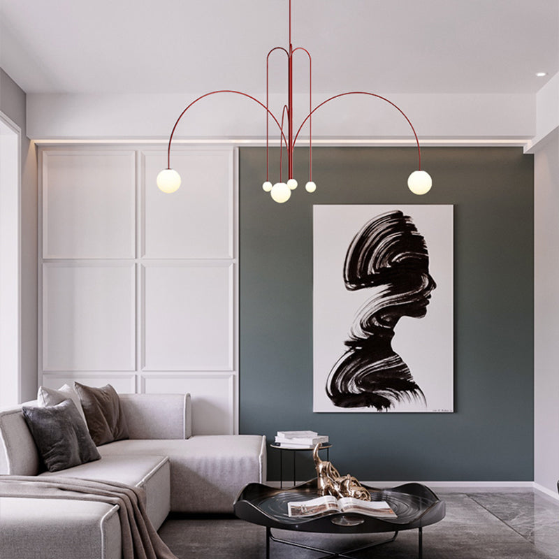 Postmodern Unique 6 Head Chandelier Lighting Fixture Red Chandelier Light for Sitting Room