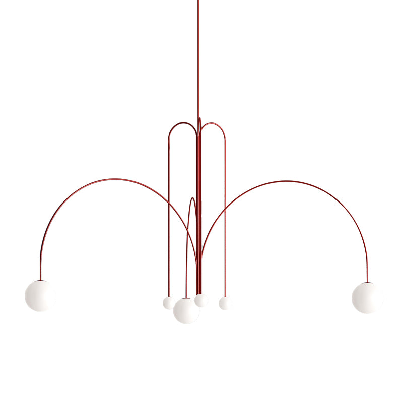 Postmodern Unique 6 Head Chandelier Lighting Fixture Red Chandelier Light for Sitting Room