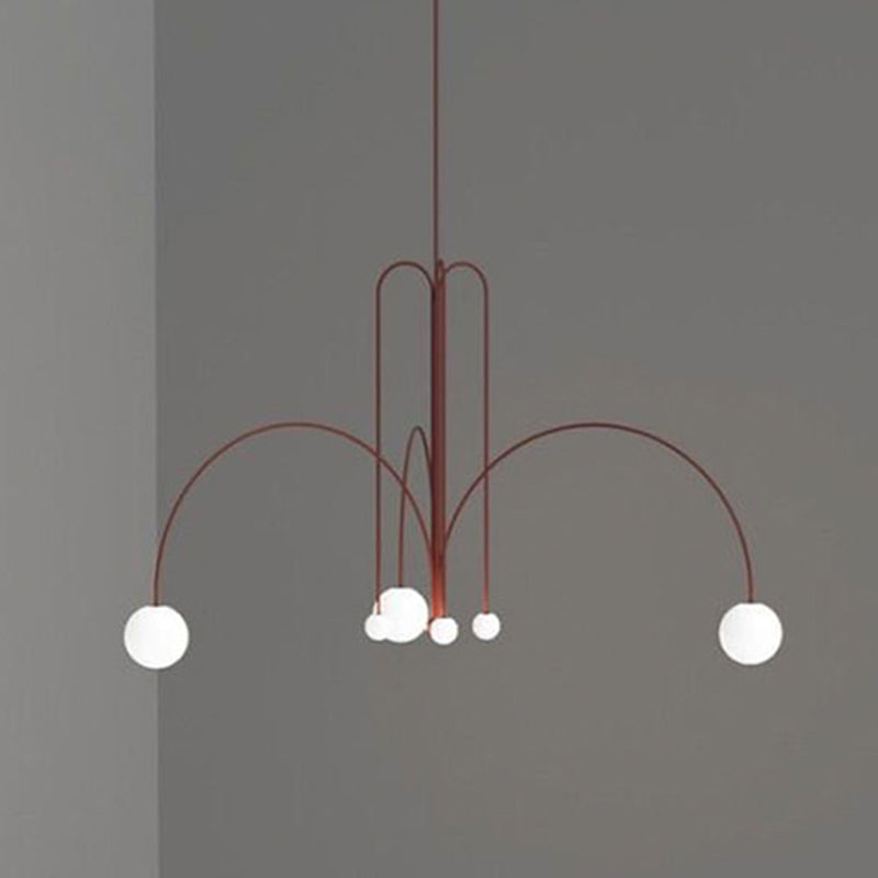 Postmodern Unique 6 Head Chandelier Lighting Fixture Red Chandelier Light for Sitting Room