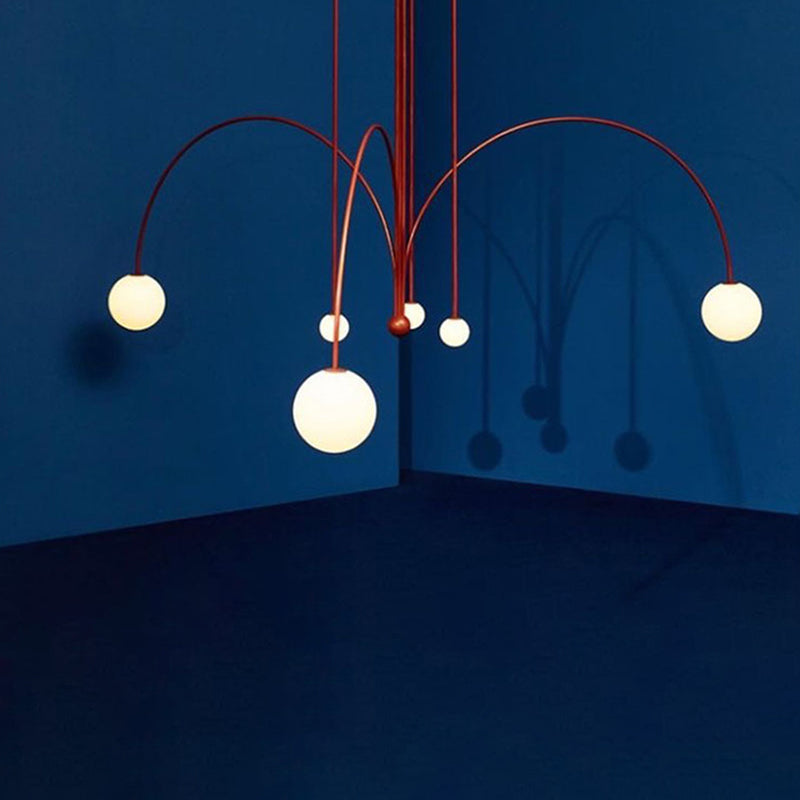 Postmodern Unique 6 Head Chandelier Lighting Fixture Red Chandelier Light for Sitting Room