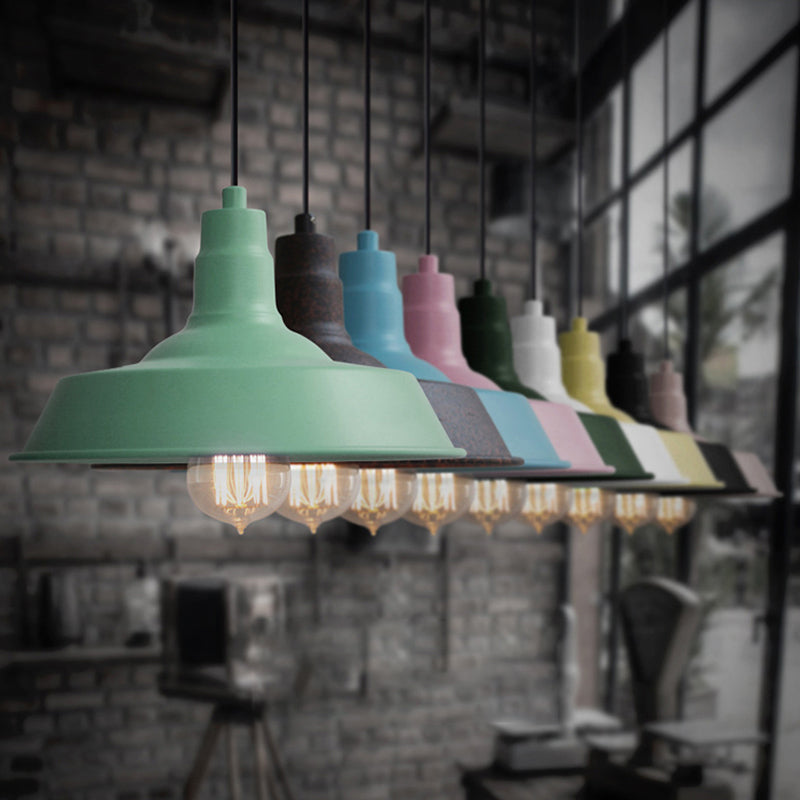 Factory Style Barn Suspension Lamp 1 Bulb Metal Pendant Light for Restaurant