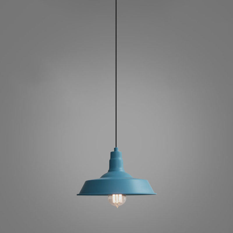 Factory Style Barn Suspension Lamp 1 Bulb Metal Pendant Light for Restaurant