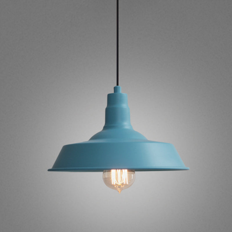 Factory Style Barn Suspension Lamp 1 Bulb Metal Pendant Light for Restaurant