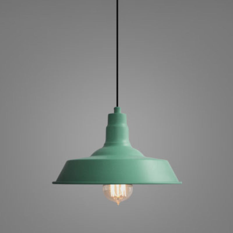 Factory Style Barn Suspension Lamp 1 Bulb Metal Pendant Light for Restaurant