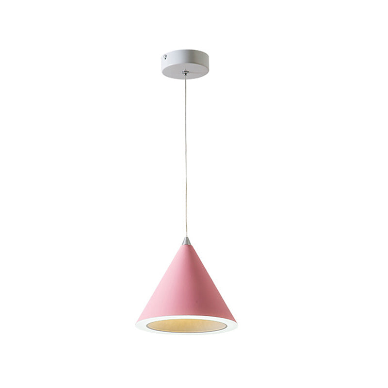 Contemporary Single Light Hanging Lamp Macron Metal Led Pendant Light for Study Room