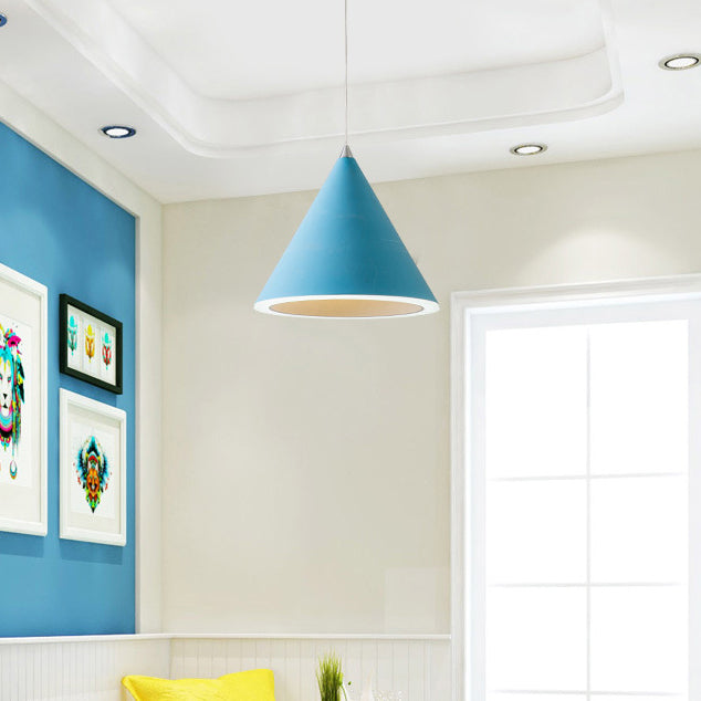 Contemporary Single Light Hanging Lamp Macron Metal Led Pendant Light for Study Room