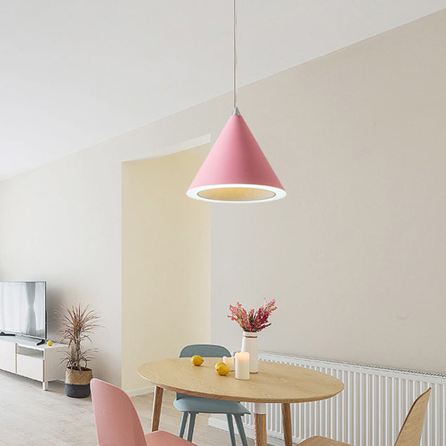 Contemporary Single Light Hanging Lamp Macron Metal Led Pendant Light for Study Room