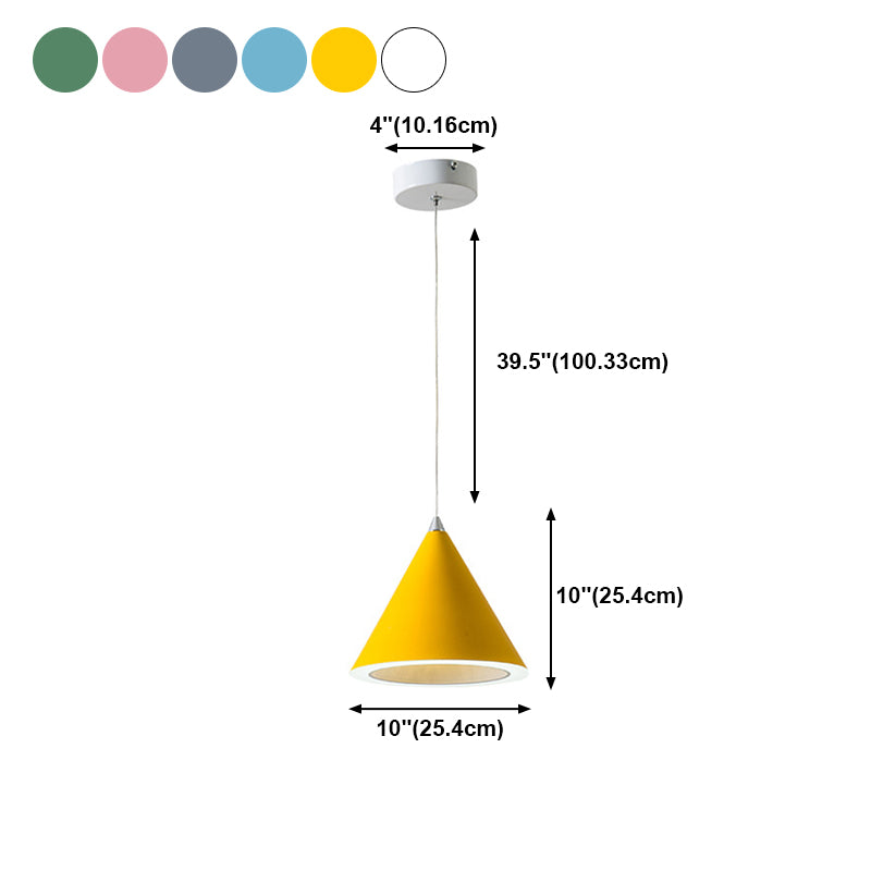 Contemporary Single Light Hanging Lamp Macron Metal Led Pendant Light for Study Room